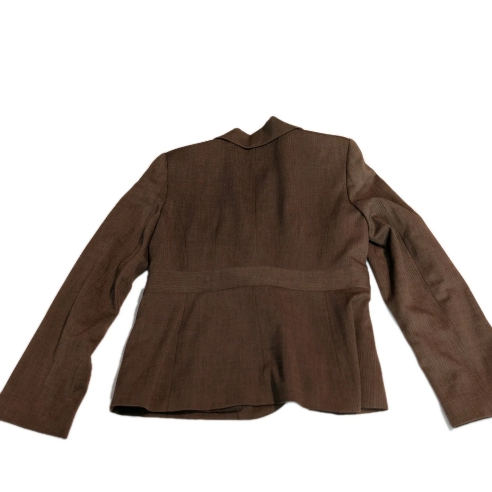 Axcess Liz Claiborne Floral Embroidered Jacket Career Stretch Blazer Brown Sz 14 - Picture 5 of 9